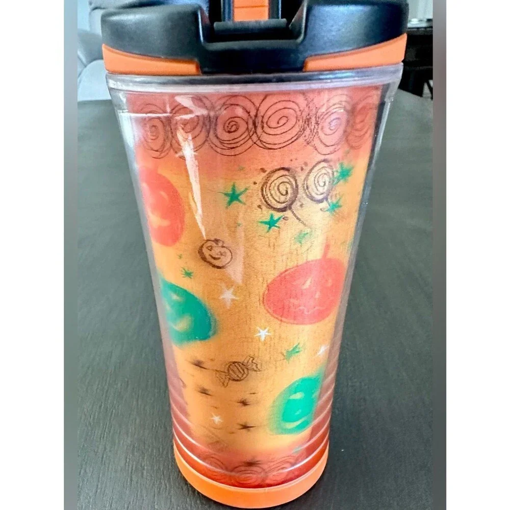 Starbucks 2007 Halloween 8oz Travel Mug Pumpkin Jack O Lantern Fall Collectible